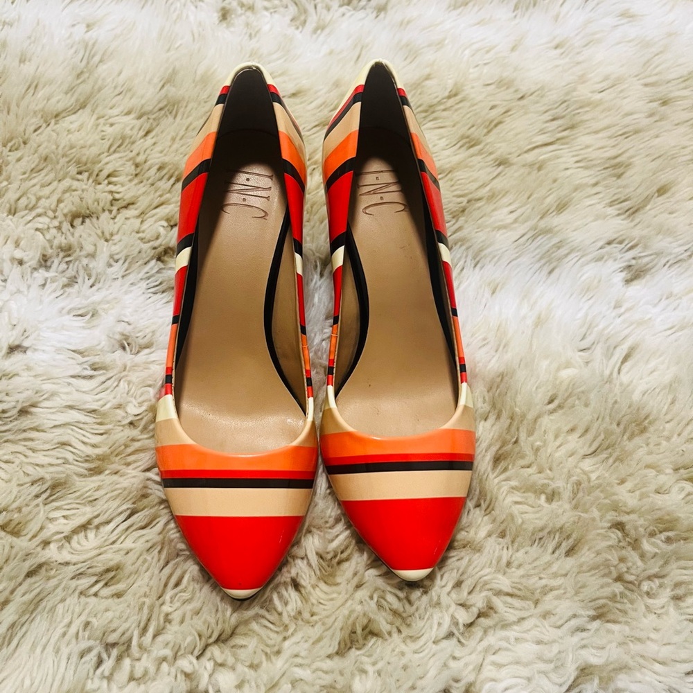 INC International Concepts Red , Orange and Tan Heels